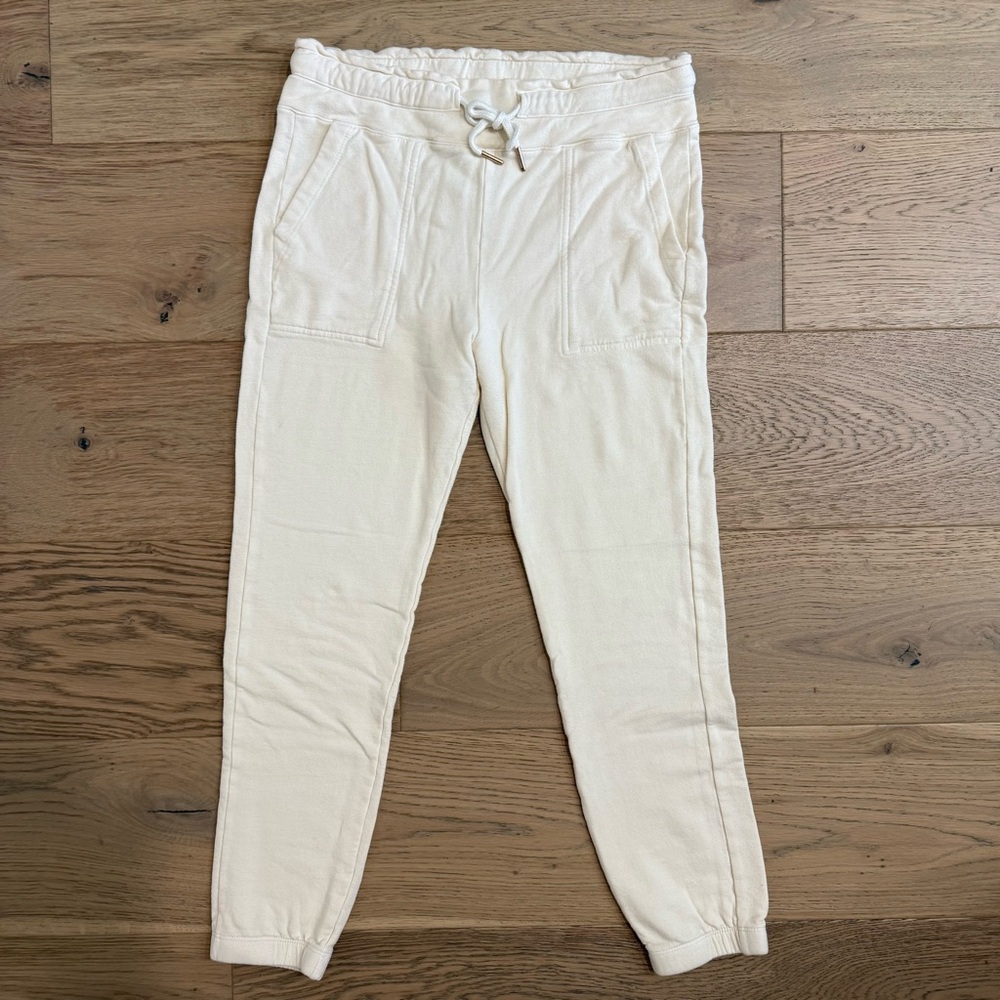 Monrow Cream Ivory Jogger Sweatpants Cotton Blend Supersoft